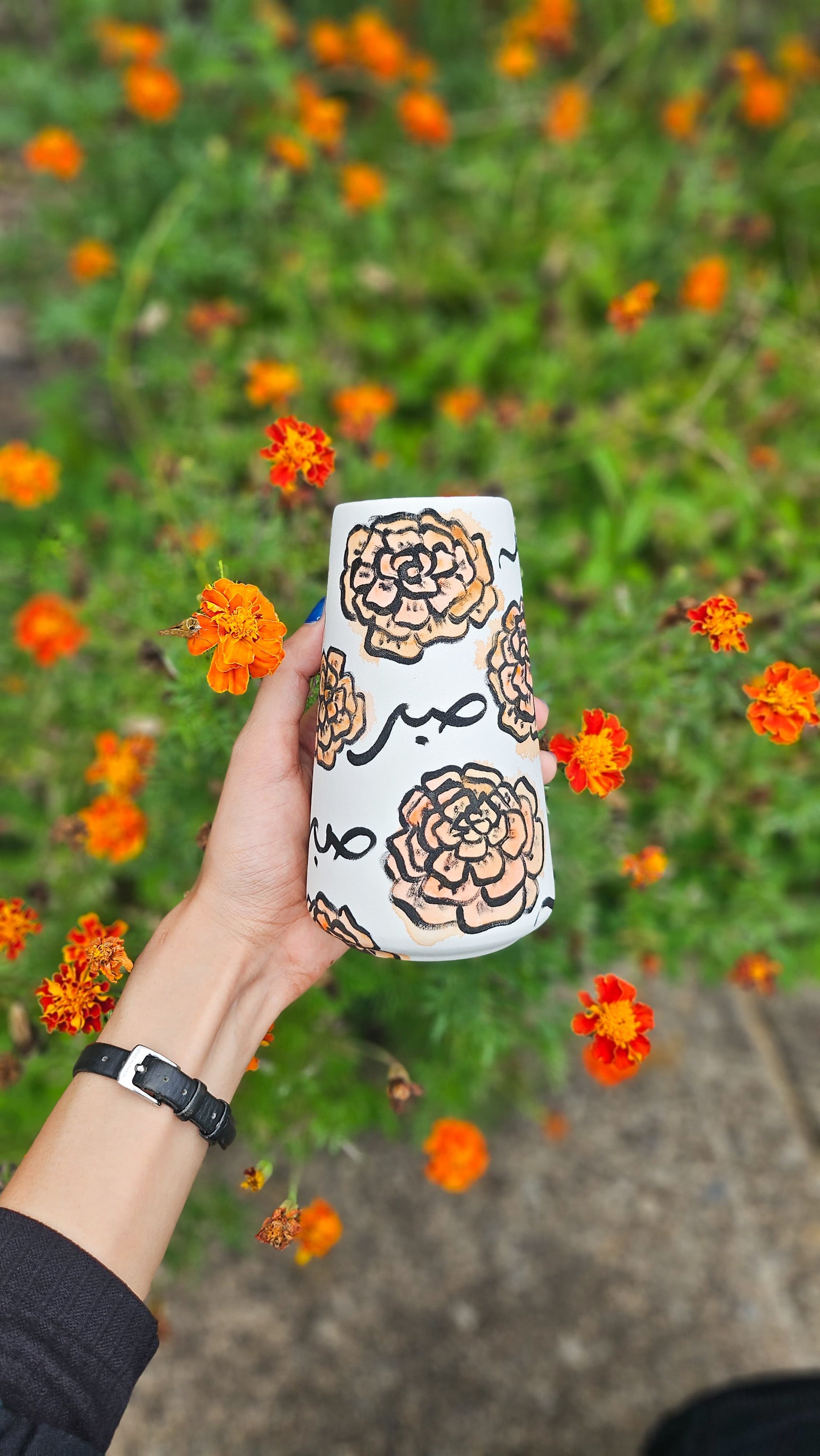 Hand Painted Vase - Sabr Flowers