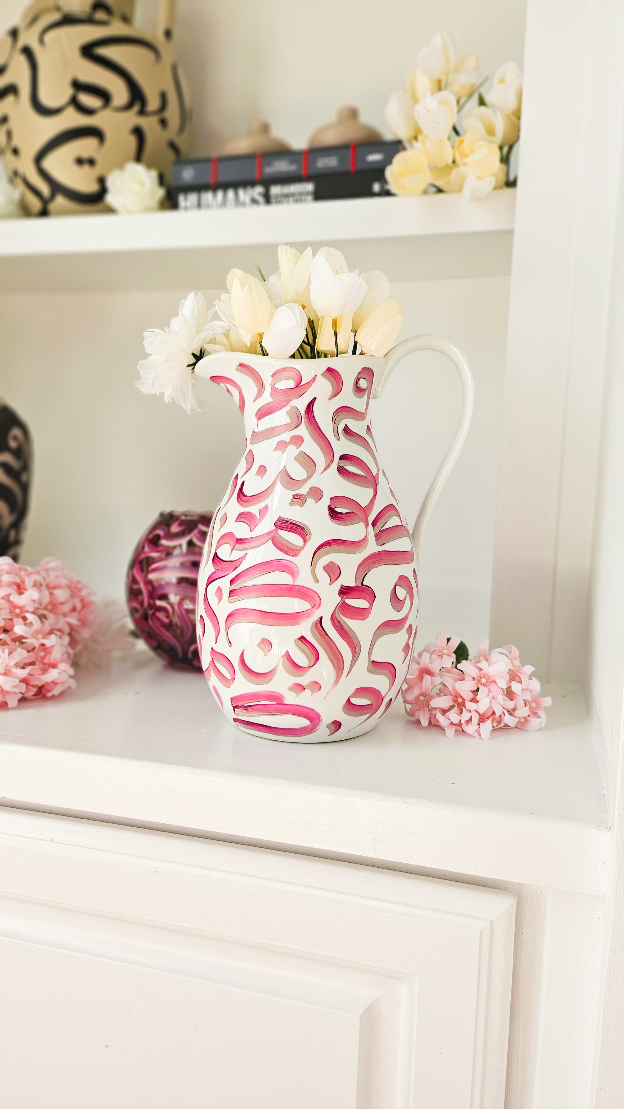 Hand Painted Vase - Milk Jug in Magenta Magic