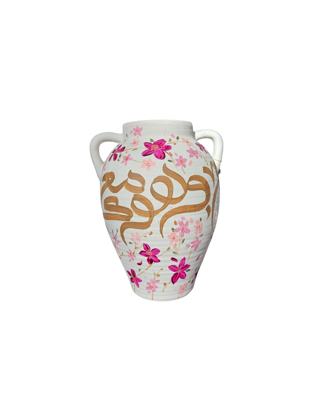 HAND PAINTED Vase with Florals| Arabic Calligraphy Home Decor
