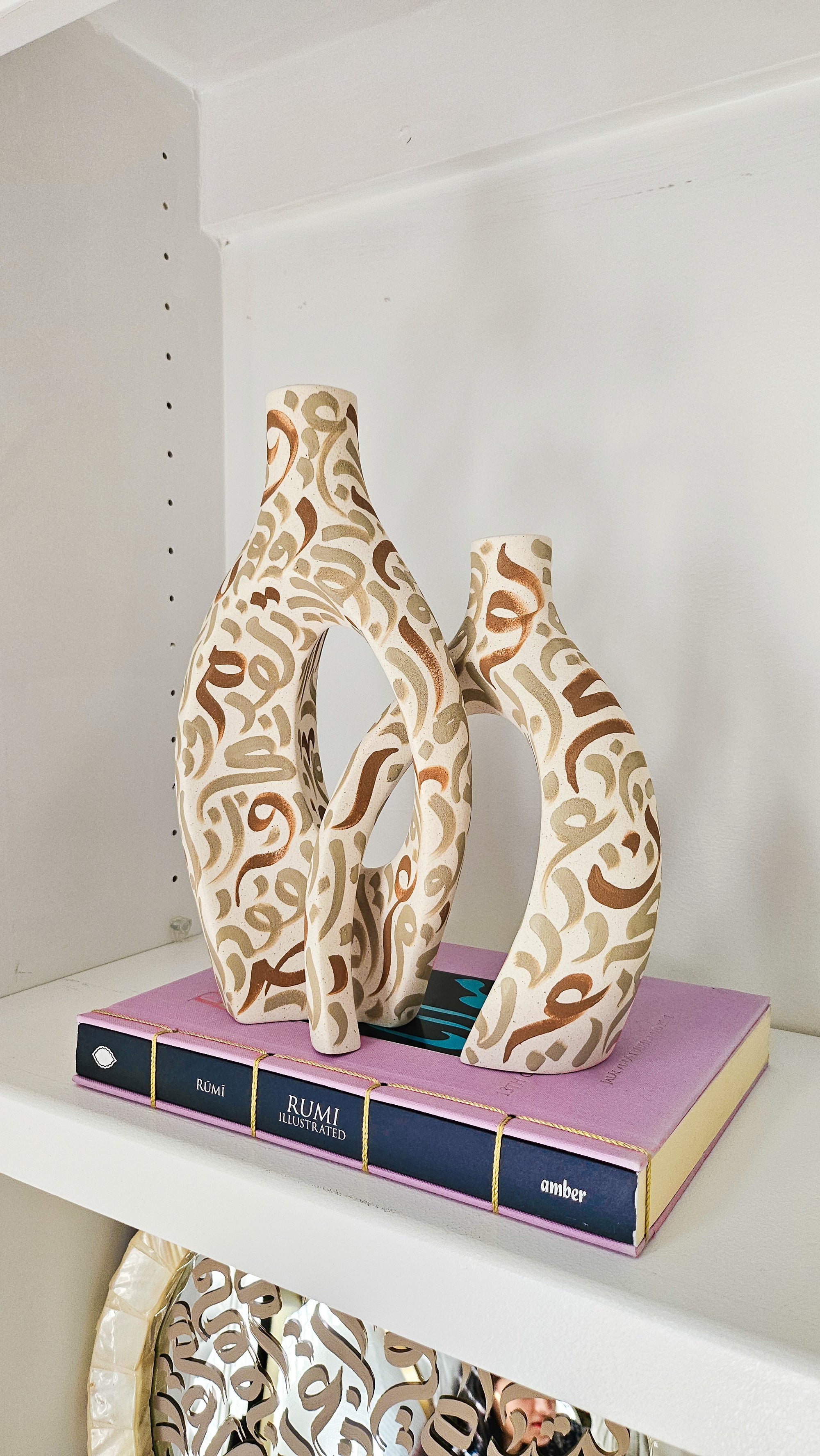 Hand Painted Vase - Neutral Set of 2