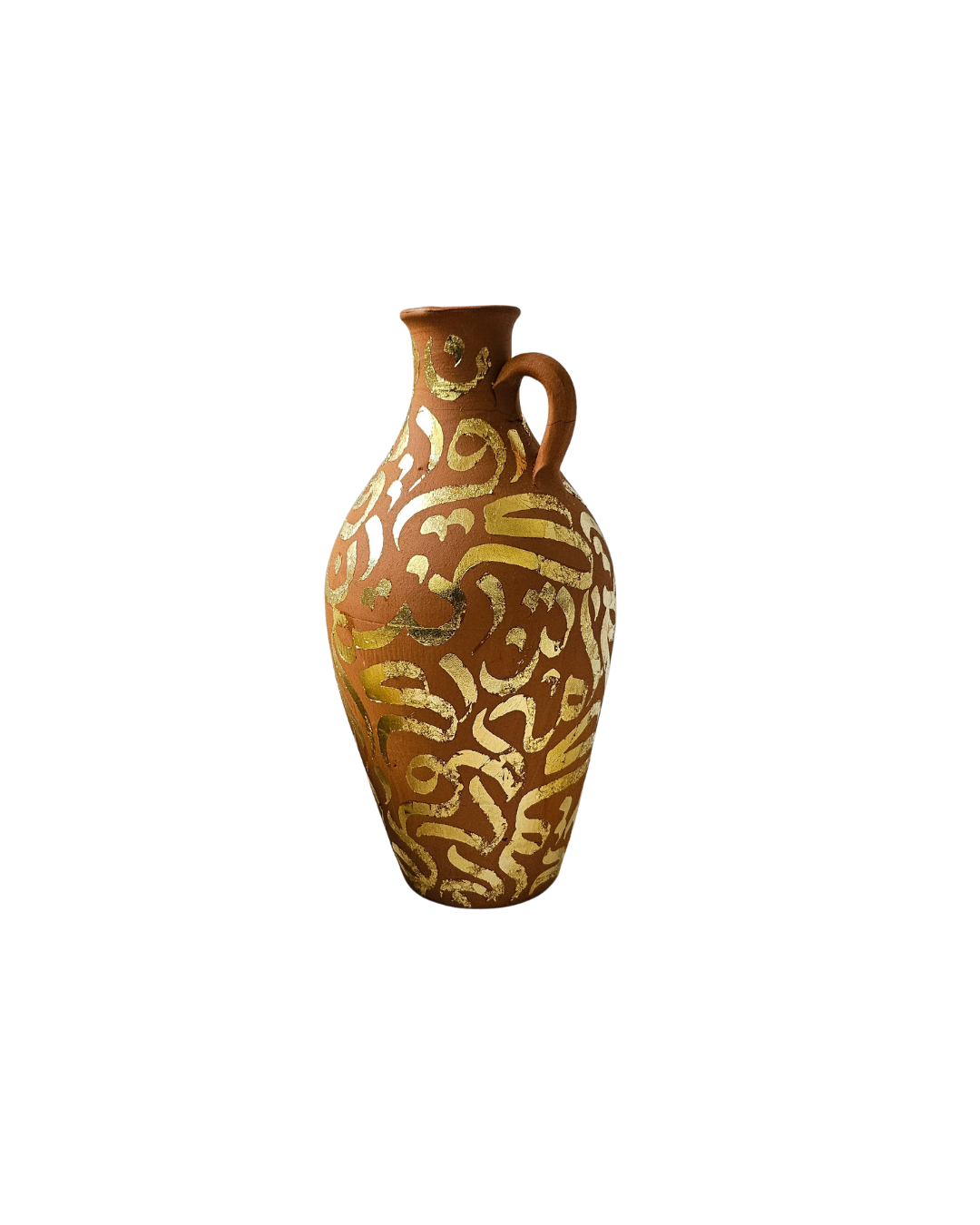 Hand Painted Vase - Gold Leaf on Terracotta