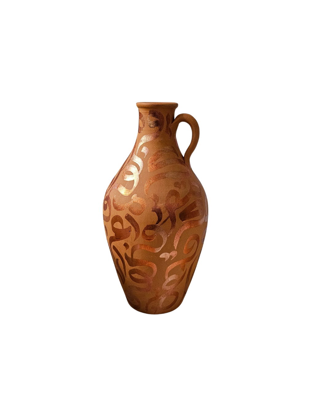 Hand Painted Vase - Bronze Metallic on Terracotta