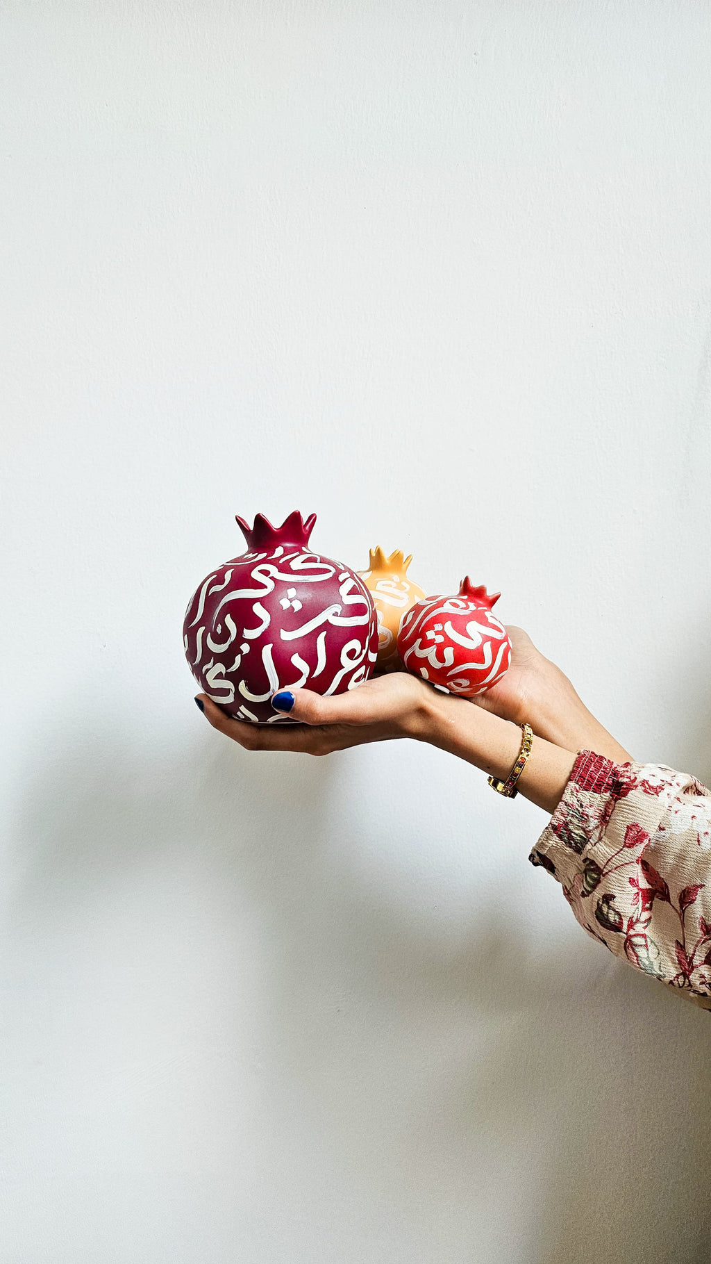 Hand Painted Vases - Pomegranates (Set of 3)
