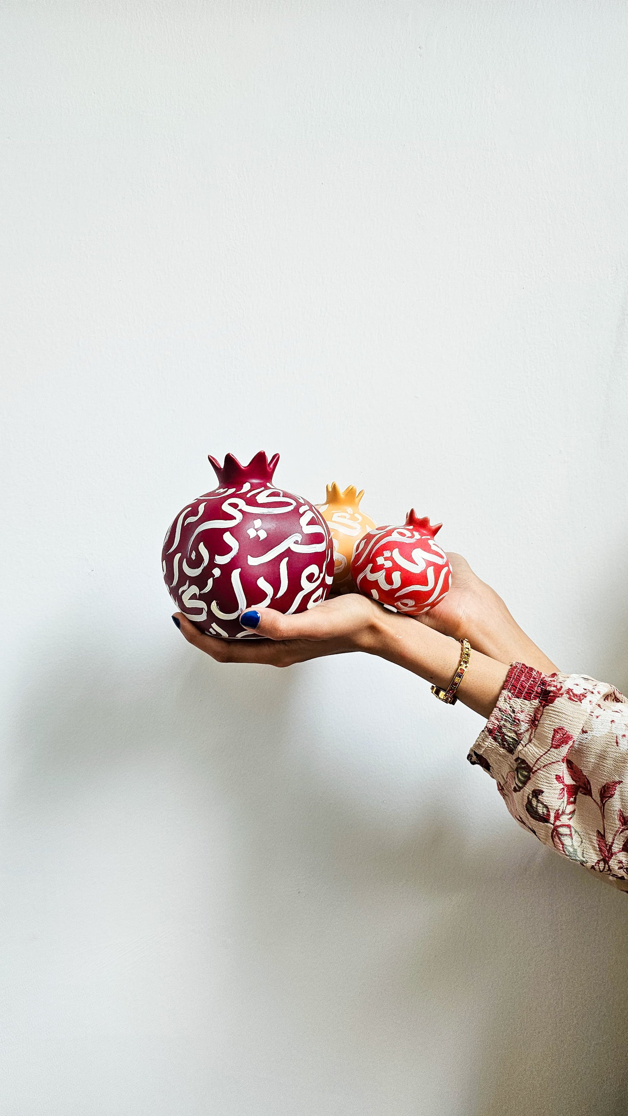 Hand Painted Vases - Pomegranates (Set of 3)